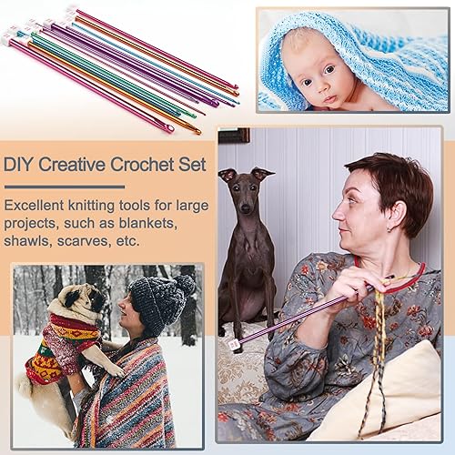 Miniatura 3 de Coopay Juego de ganchos largos de ganchillo, 11 ganchos de ganchillo tunecinos, agujas de ganchillo afganas multicolor para ganchillo, 0.11 pulgadas