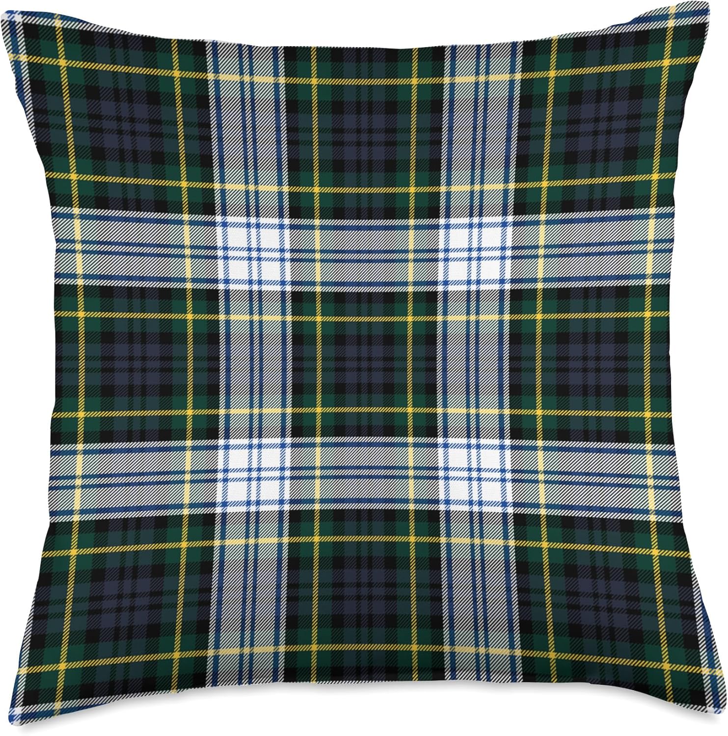 Gordon Clan Modern Tartan Blue Scottish Plaid Family Throw Pillow