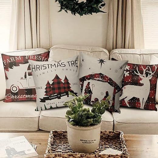 Christmas Pillow Covers 18x18 Set of 4