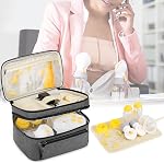 BAFASO Breast Pump Bag with a Waterproof Pad, Gray | Compatible with Medela Pump in Style and Extra Parts, Double Layer Design with Detachable Dividers
