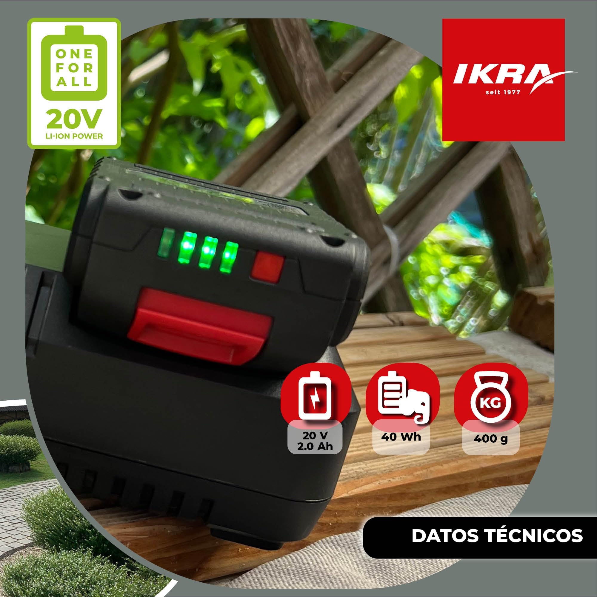 IKRA batería reemplazo de Li-Ion litio 20V 2,0Ah Tipo LI 22