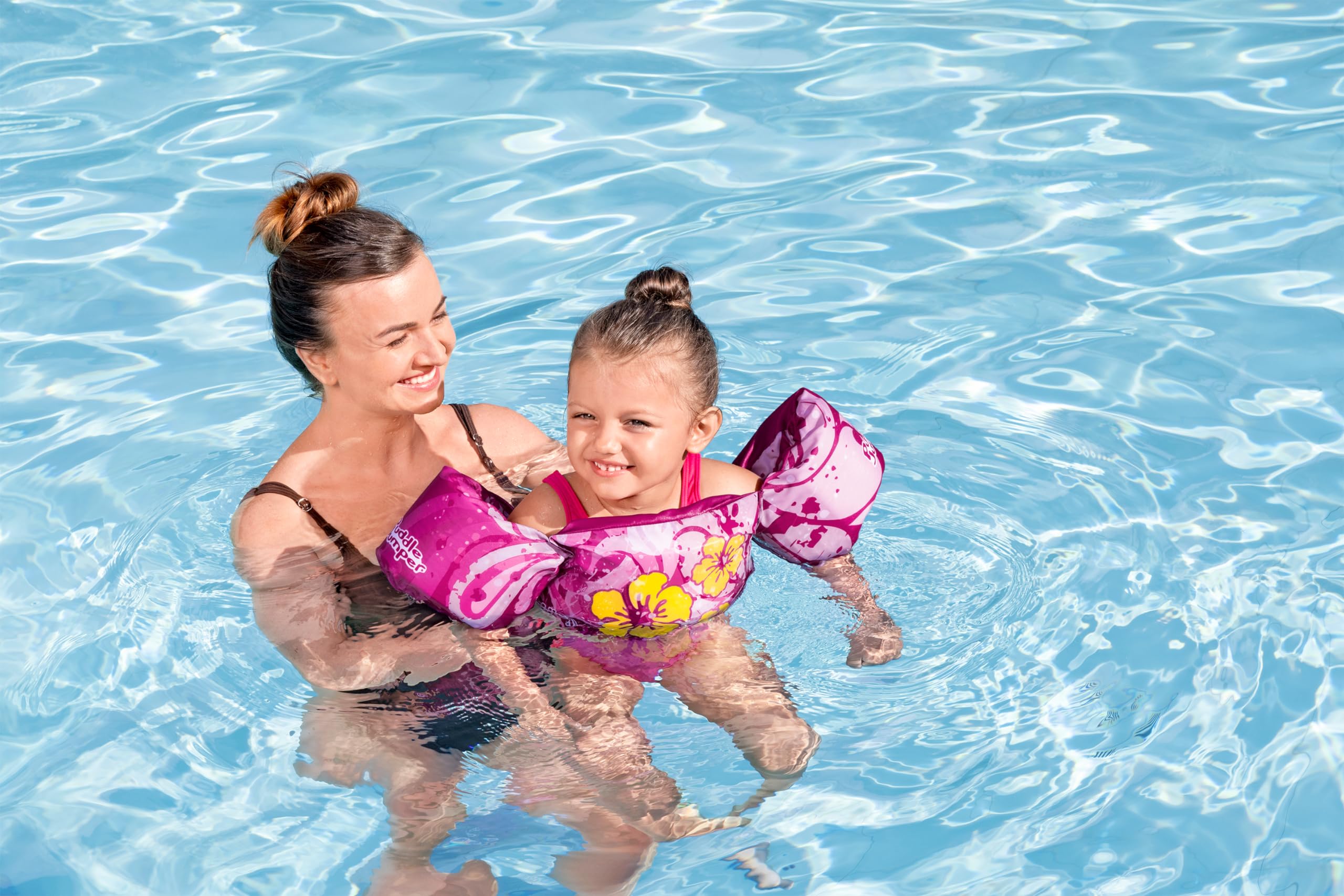 Bestway 90144 Giubbino da nuoto per bambini Puddle Jumper Deluxe rosa con braccioli, 2-6 anni