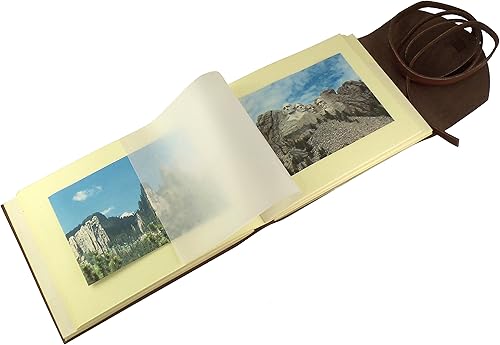 Miniatura 6 de Álbum de fotos rústico de cuero genuino con caja de regalo, páginas estilo álbum de recortes, capacidad para 100 fotos de 4 x 6 o 5 x 7 pulgadas,