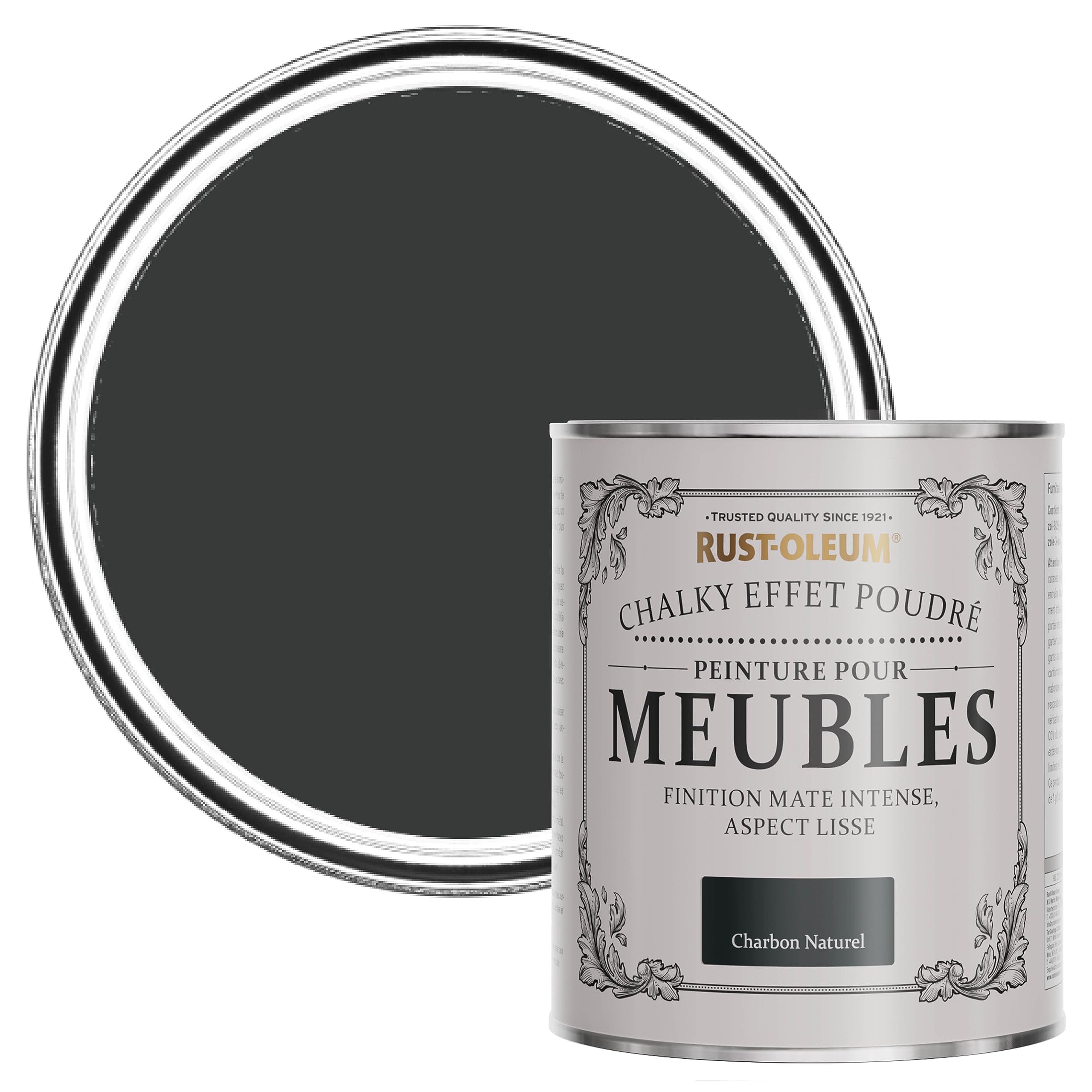 Rust-Oleum Peinture Noire pour Meubles Chalky, Mat Effet Poudré - Charbon Naturel 750ml