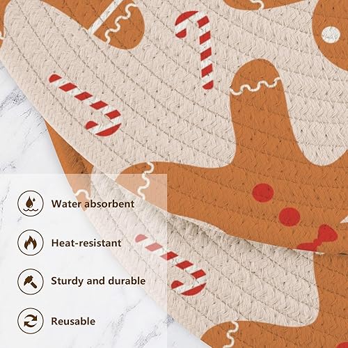 Miniatura 3 de 3 Pcs Trivet Hot Pad Christmas Bread Man for Hot Pots and Pans 15in Cotton Thread Weave Hot Bowl Holder for Crock Pot Spoon Rest for Cooking and