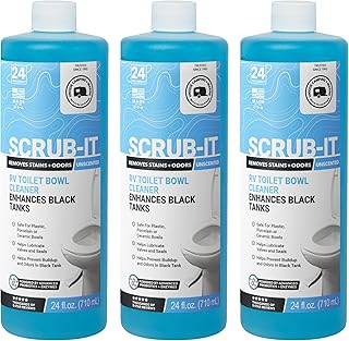 Unique Scrub-It RV Toilet Bowl Cleaner Liquid - Removes Odors, Stains and Debris - Safe on All Toilet Types 24 oz (3-Pack) Packaging May Vary