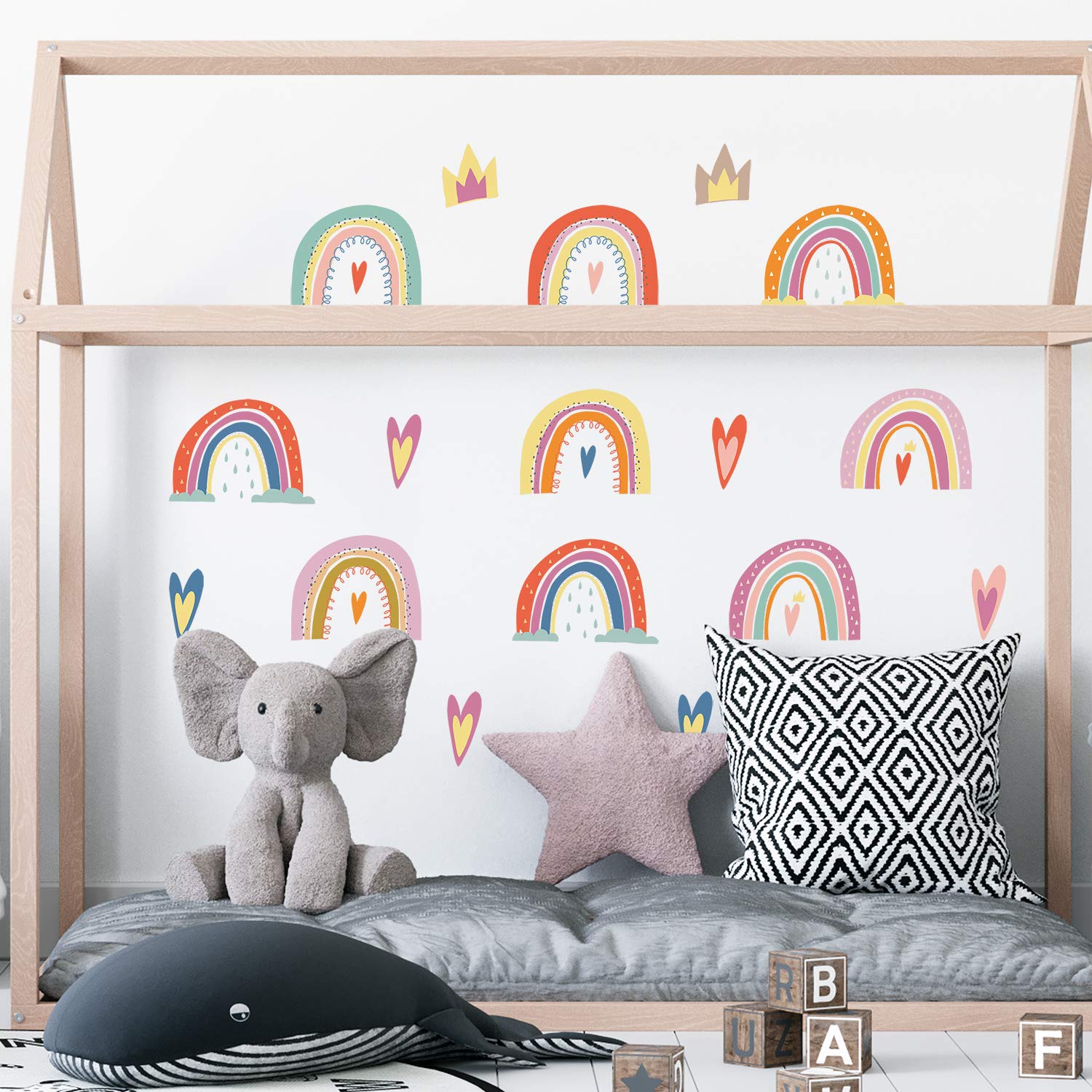 WALPLUS Scandinavian Wiggle Rainbow Wall Stickers for Kids Nursery Playroom, Bedroom Decor - Peel & Stick, Easy to Apply & Remove - Image 4