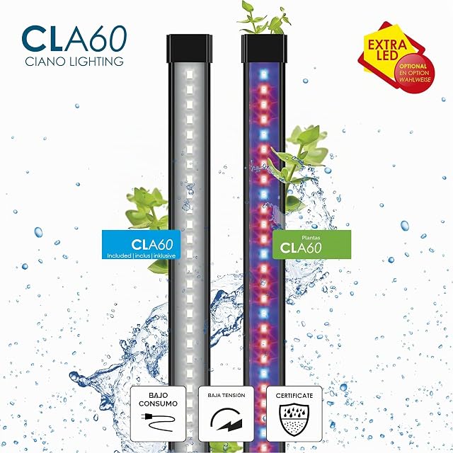Foto 6 de 8 de Ciano, Acuario 60 Negro, para Peces, Equipado con Filtro, consumibles, LED y calefacción, 58L