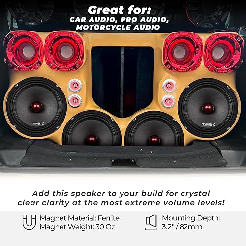 Miniatura 48 de DS18 PRO-X6.4M - Altavoz de 6.5 pulgadas, rango medio, bala de aluminio roja, 500 W máximo, 250 W RMS, 4 ohmios, altavoces de puerta de audio