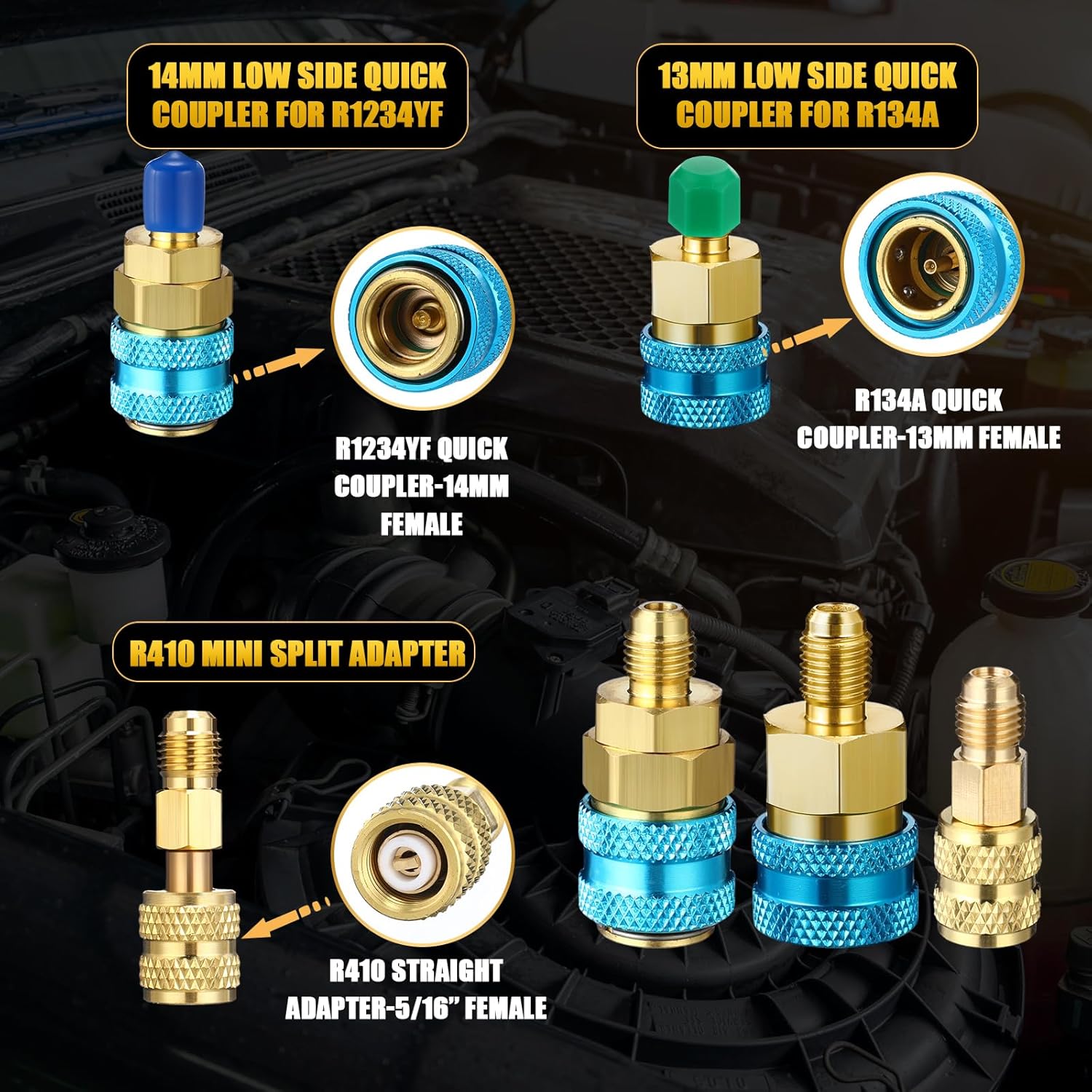 Tellegloww Oil and Dye Injector Kit with 1/4" Connector Compatible with SAE R134A AC Oil Injector R1234YF Low Side Quick Coupler Compatible R134A R22 R12 R1234YF(Mixed)