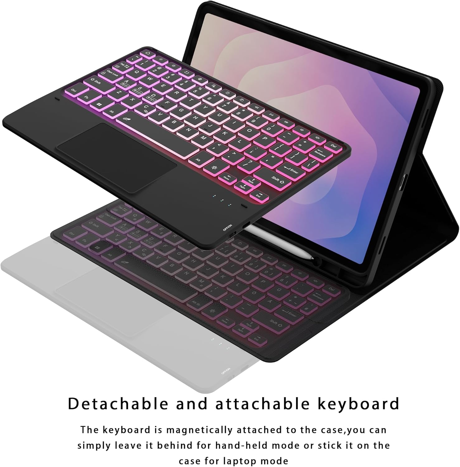 for Samsung Galaxy Tab S11 2025 11" Keyboard Case: 3 Zone 7 Colors Backlit Trackpad Keyboard for 11-inch Samsung Tablet S11 5G - Detachable Wireless Key Board Tablet Cover with Pen Holder & Kickstand