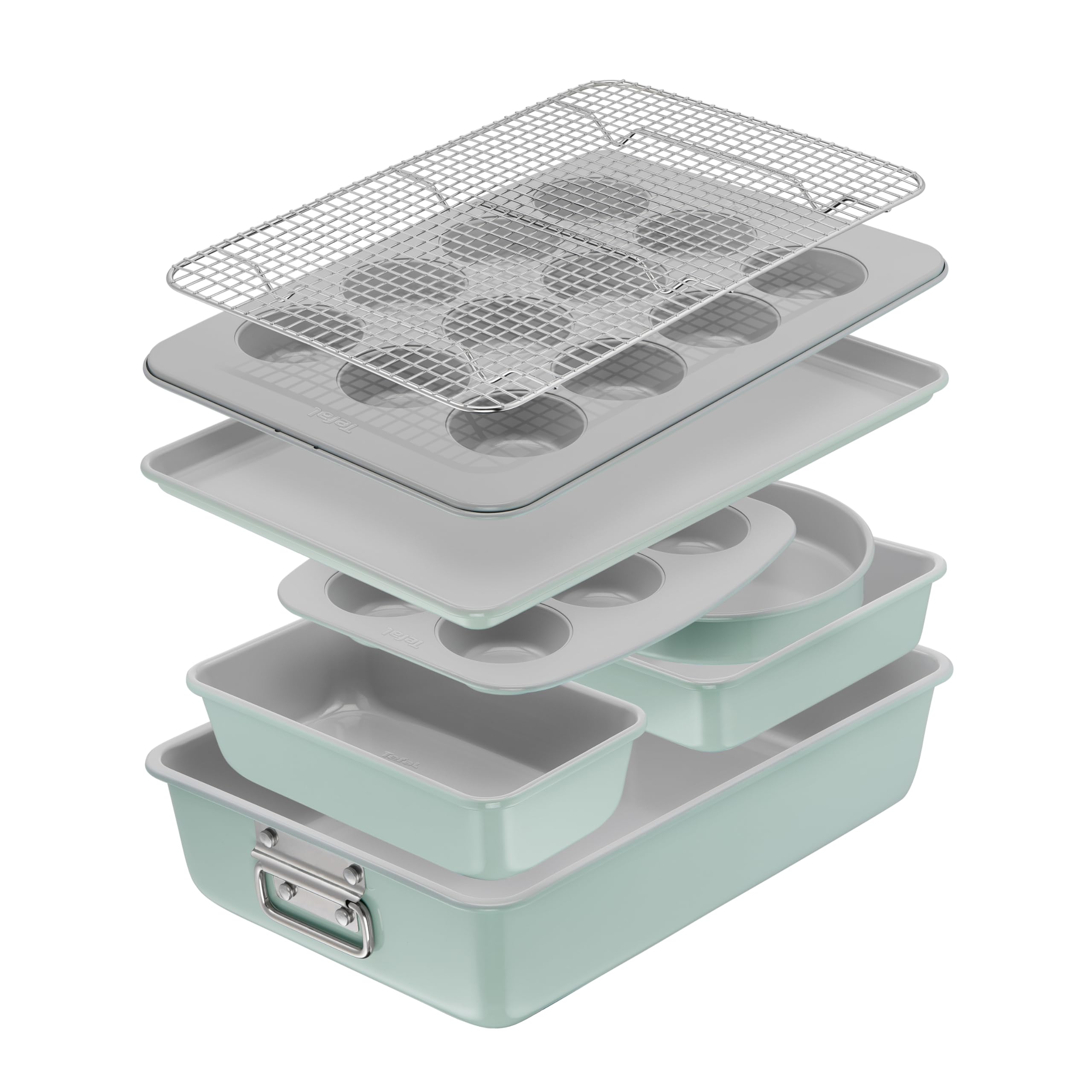 Tefal Ceramik Zestaw 8 foremek do ciasta, naczynia do pieczenia, powłoka ceramiczna, wytrzymała, łatwe wyjmowanie, J175S804