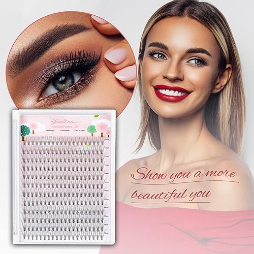 Miniatura 10 de Extensiones de pestañas individuales en racimo 10D, 240 unidades, pestañas naturales en racimo de 0.394-0.551 in, longitud mixta, rizo C, 0.003 in