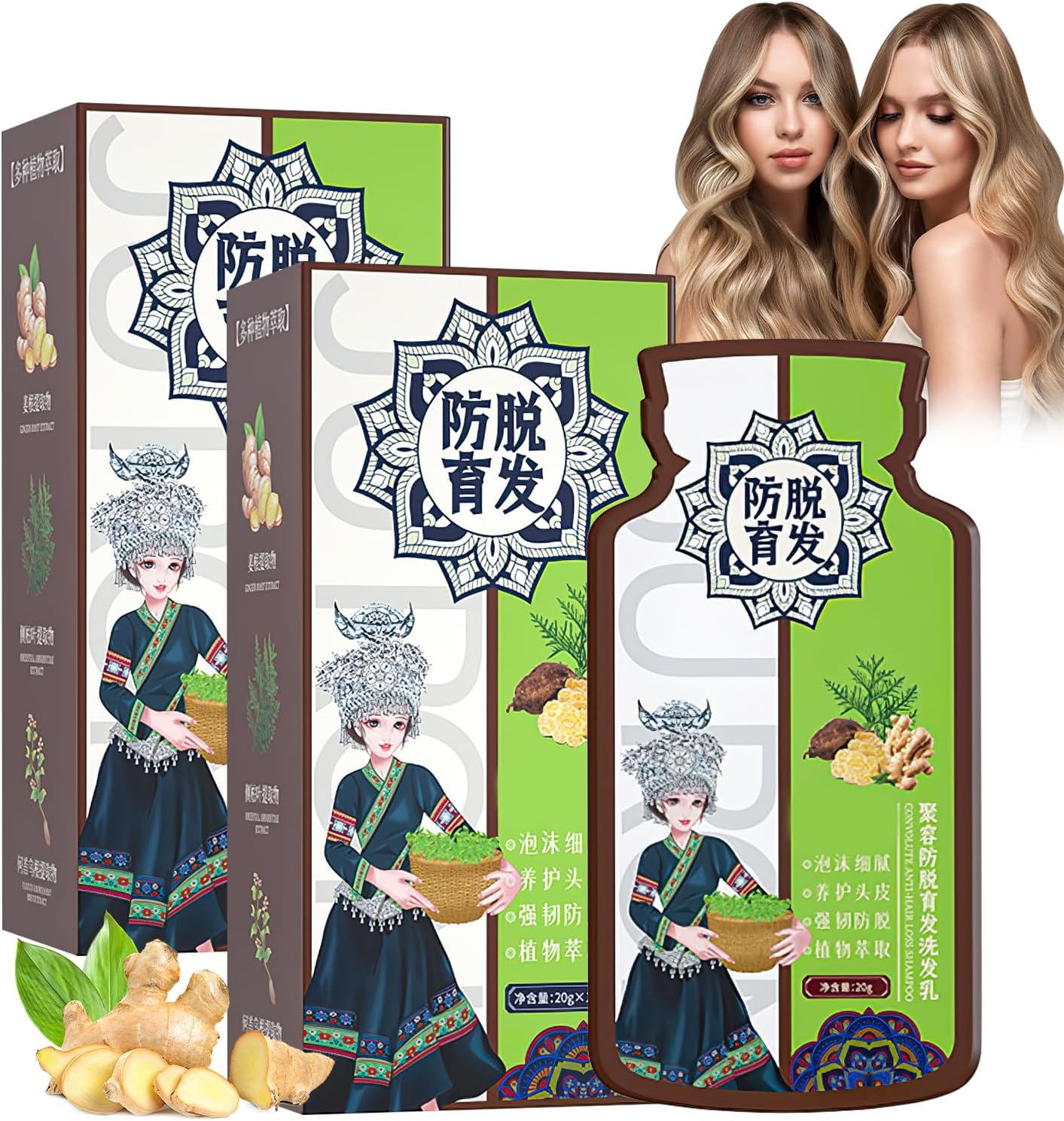 Anti-Hair Loss Ginger Shampoo - Nourishing Formula for Stronger, Thicker, Longer Hair (2 Boxes - 400gr)