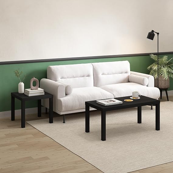 Furinno Classic Toolless Square Side Table, 1.8 Thick Tabletop, Black