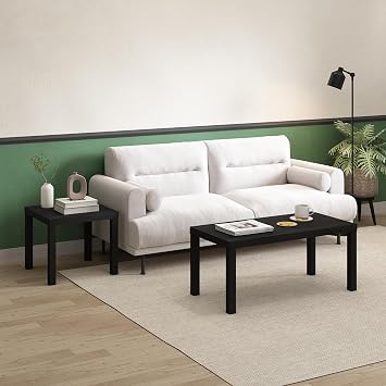 Furinno Classic Toolless Square Side Table, 1.8 Thick Tabletop, Black