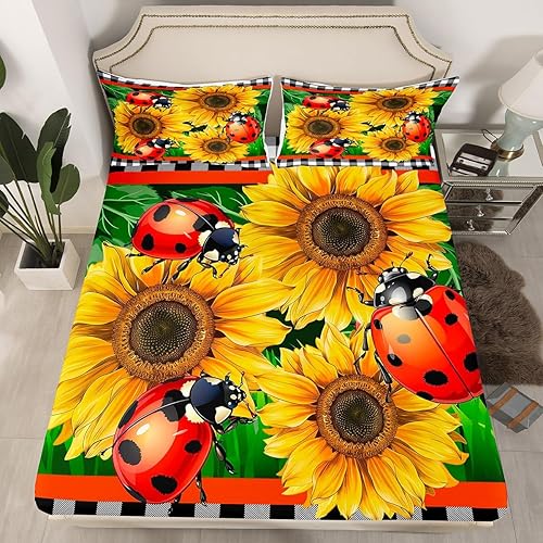 Miniatura 20 de Sábanas bajeras de violín 3D tamaño matrimonial, juegos de ropa de cama de 3 piezas para niños, niñas, niños, adolescentes, decoración de marrón