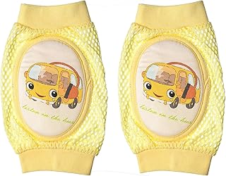 واقي ركبة بشكل سيارة للأطفال من الجنسين مع ألية إغلاق ميكس اند ماكس أصفر