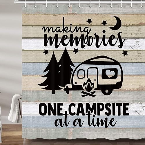 JAWO Cortinas de ducha para baño, casa rodante, accesorios de cortina de ducha de tela de campamento para remolques de viaje, decoración de
