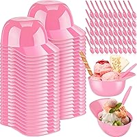 Vista 10 de Irenare Juego de 50 mini cuencos de helado con casco de béisbol de 8 onzas con cucharas desechables para helado, tazas pequeñas de plástico