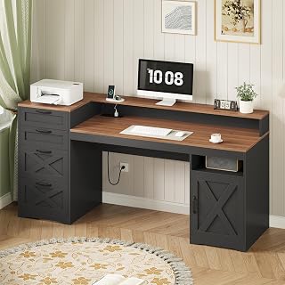 YOMILUVE 63" Farmhouse Computer Desk