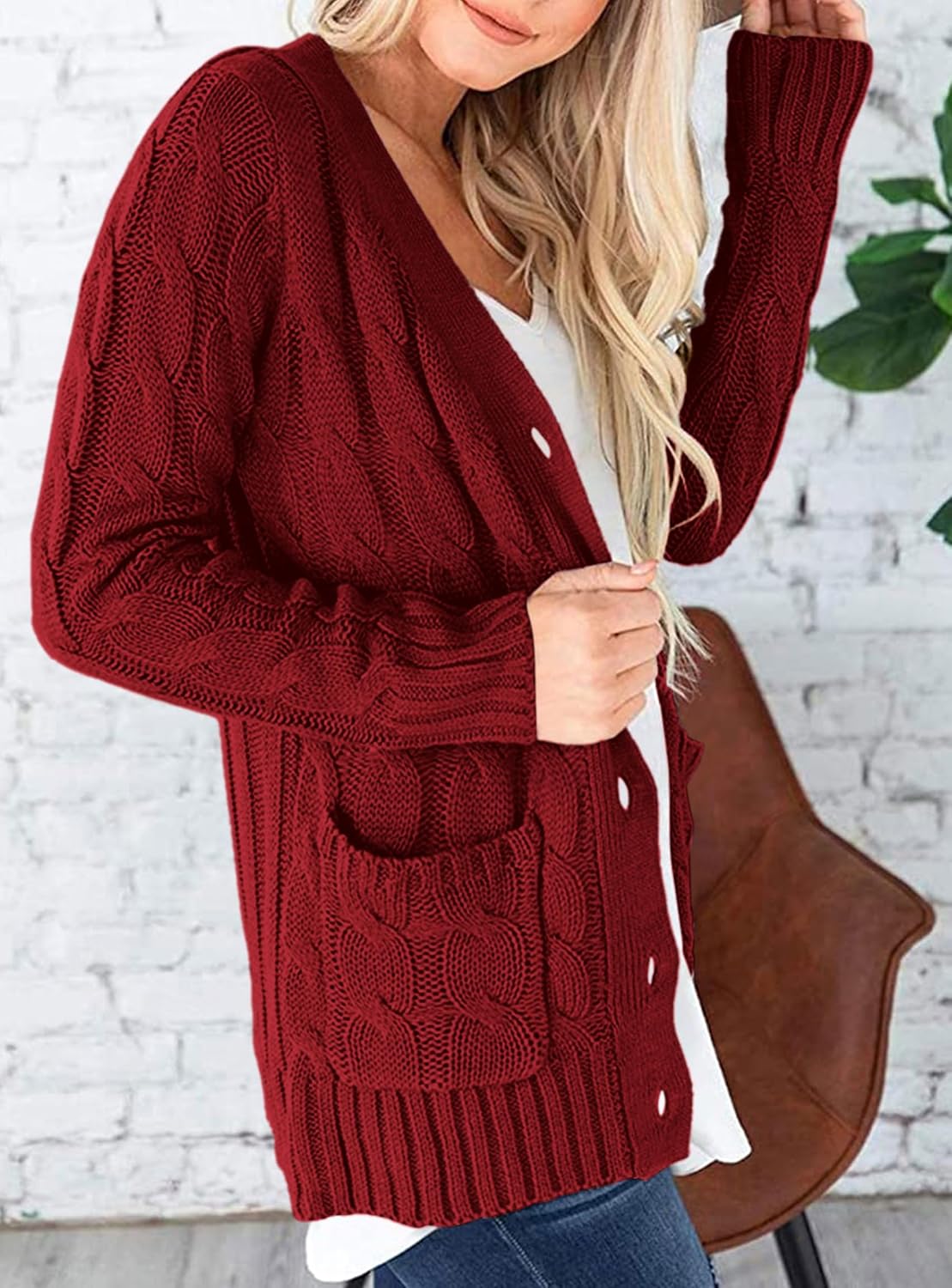 PRETTYGARDEN Women's Open Front Cardigan Sweaters Fall Fashion Button Down Cable Knit Chunky Winter Clothing Outerwear Coats - Image 5