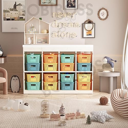 Miniatura 2 de Cestas de almacenamiento de plástico coloridas con tapas, paquete de 8 contenedores apilables para organización de estantes, cajas de almacenamiento