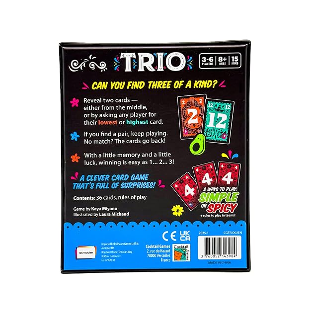 Foto 3 de 5 de Cocktail Games Trio (actualización 2025) - Juego de cartas - 3 a 6 jugadores - Tiempo de juego de 15 minutos