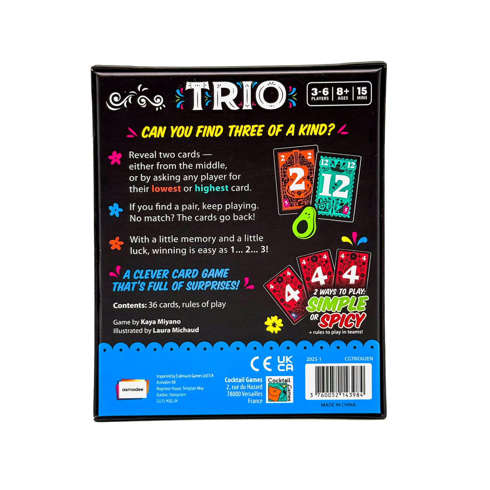Cocktail Games Trio (aggiornamento 2025) - Gioco di carte - 8 anni in su, 3-6 giocatori, tempo di gioco 15 minuti