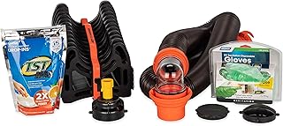 Camco RV Sanitation Kit | Sewer Hose Kit and Support Provide Drainage from RV to Dump Site and Includes TST Drop-INs and Dump Gloves (44732)