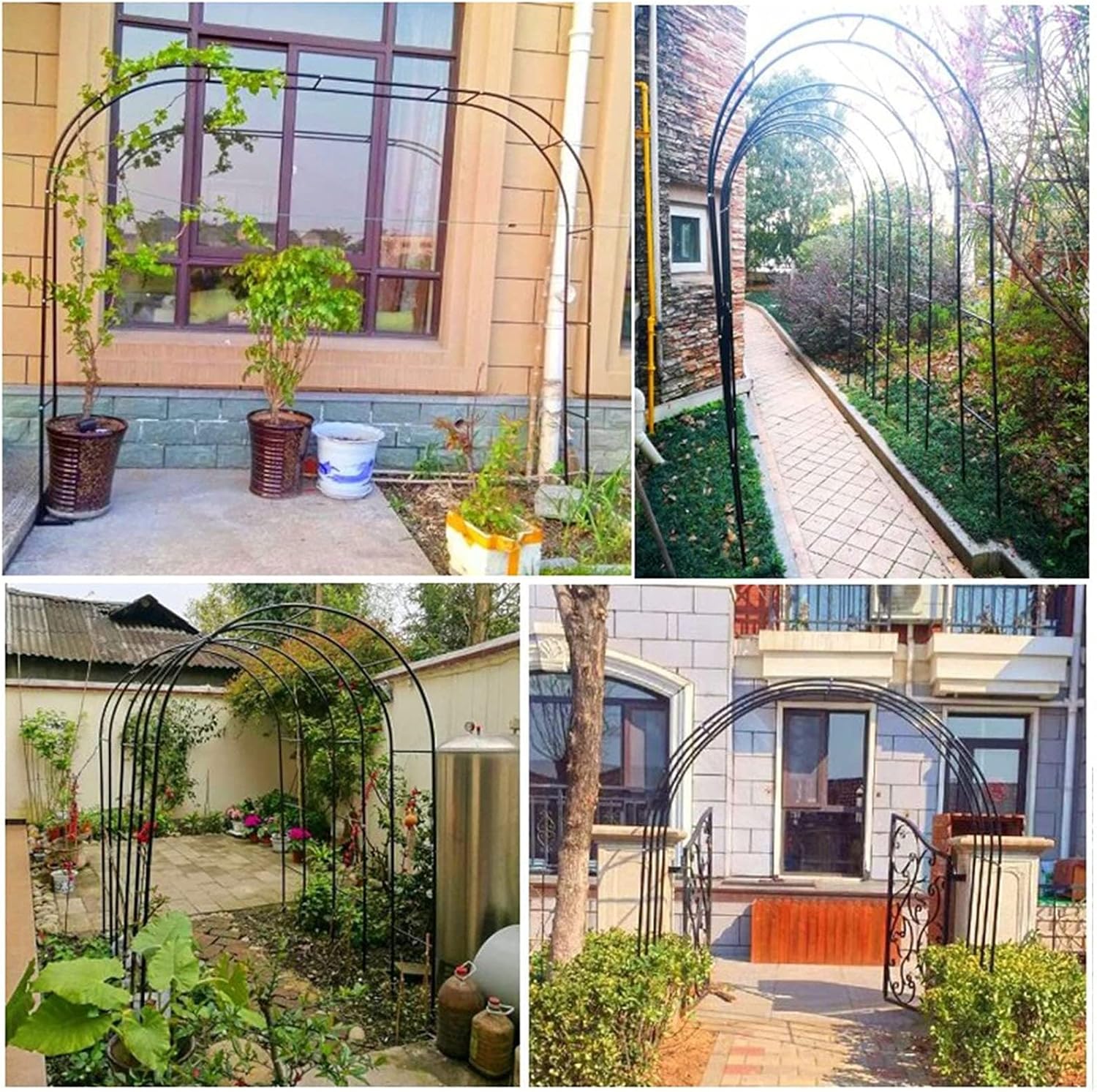 Black Metal Pergola Arbor Garden Archway Trellis for Climbing Plants and Roses - Indoor/Outdoor Decoration for Backyard, Patio, Courtyard, and Weddings (200x230cm / 78.7