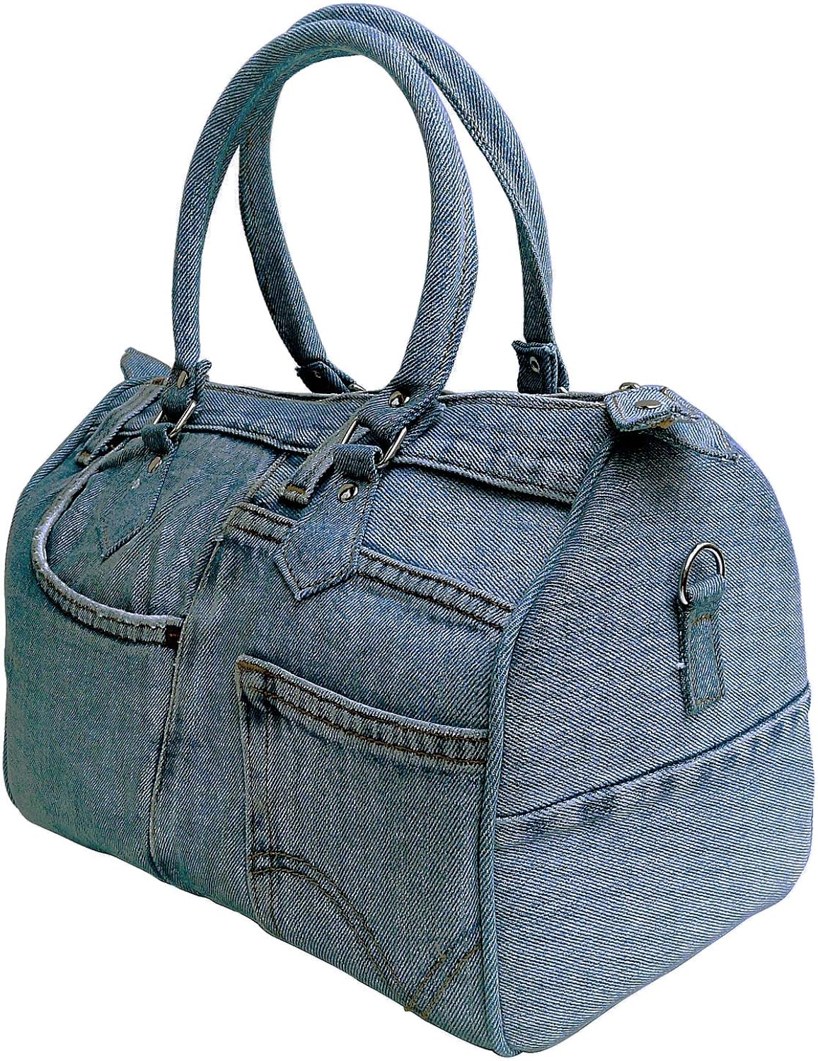 Miniatura 2 de Bijoux De Ja Upcycling BNL100 - Bolso de hombro convertible con doble asa en la parte superior, estilo bombero grande, color azul (tono mediano),