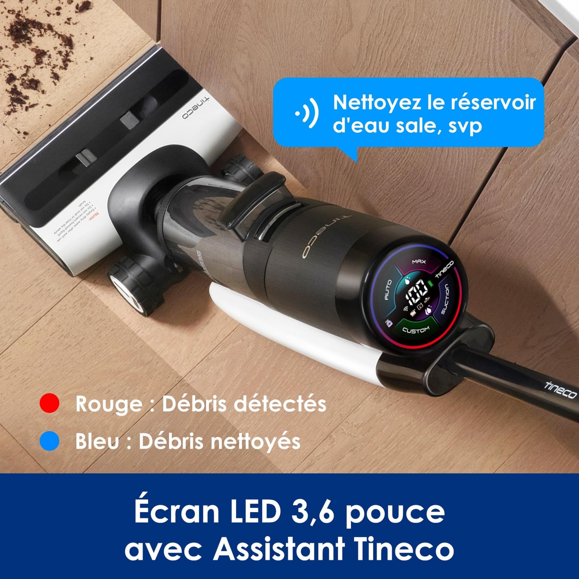 Tineco Floor One S7 Pro Series Aspirateur Laveur Sec Et Humide Intelligent sans Fil pour Sols Durs, Écran Digital LED, Grande Autonomie, Parfait pour Les Tâches Tenaces et Les Poils