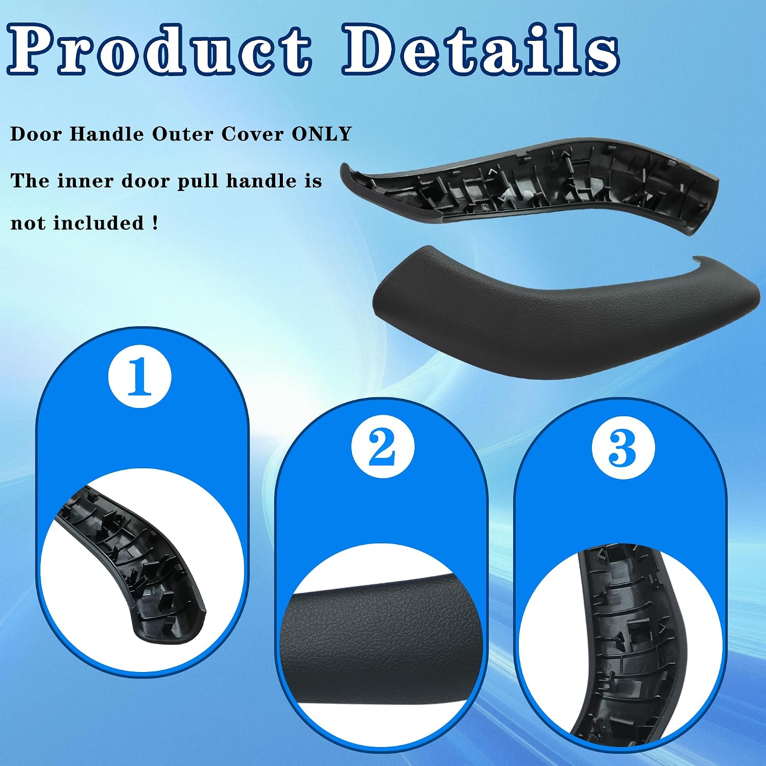 Car Door Handle Cover for BMW X1 X2 Inner Pull Outer Cover Replacement Compatible with BMW X1 F48 2016-2022 X2 F39 2018-2023 Interior Accessories (Black, 2pcs Left and Right)