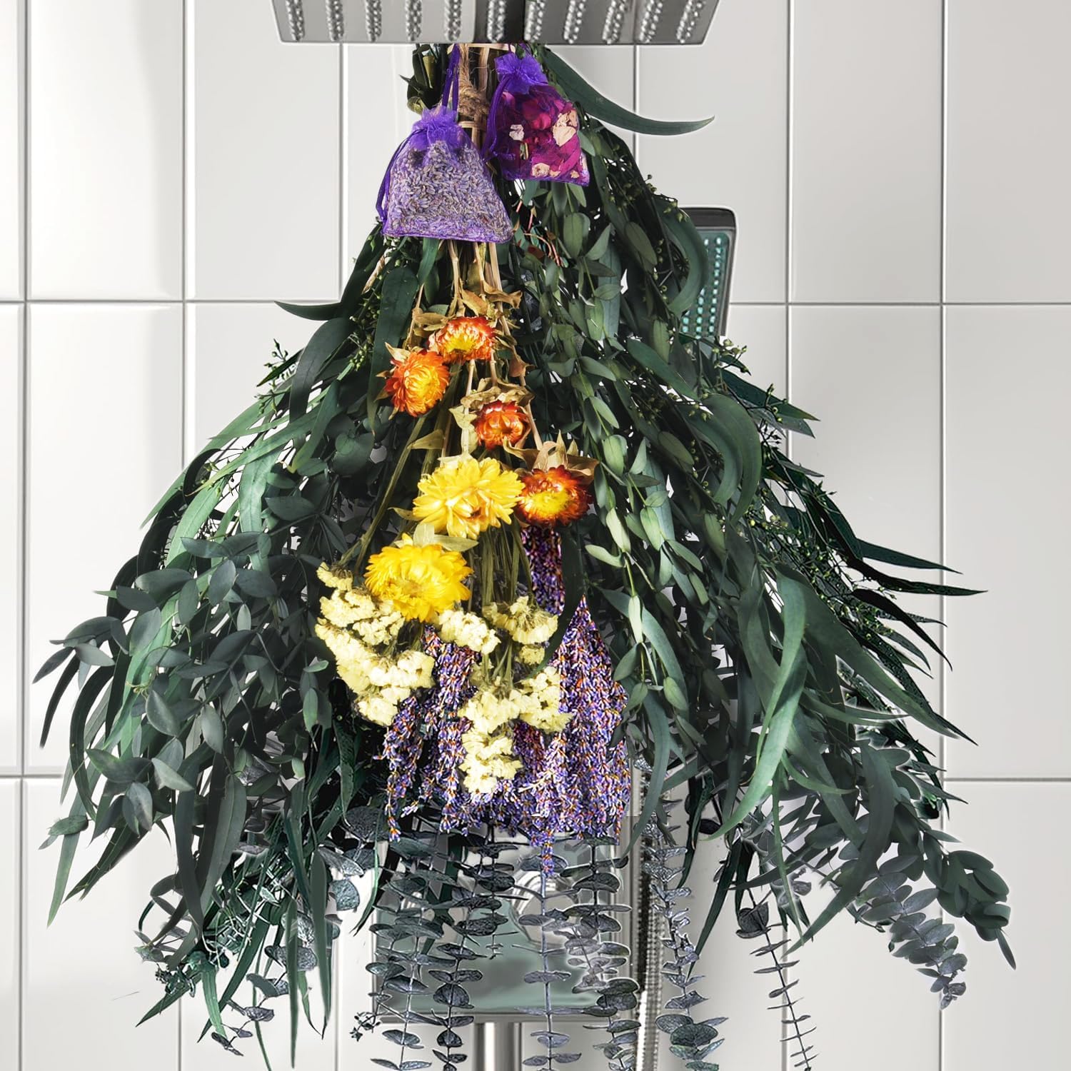 Pasuvsigt 125 PCS Dried Eucalyptus Stems & Lavender for Shower Home Decor