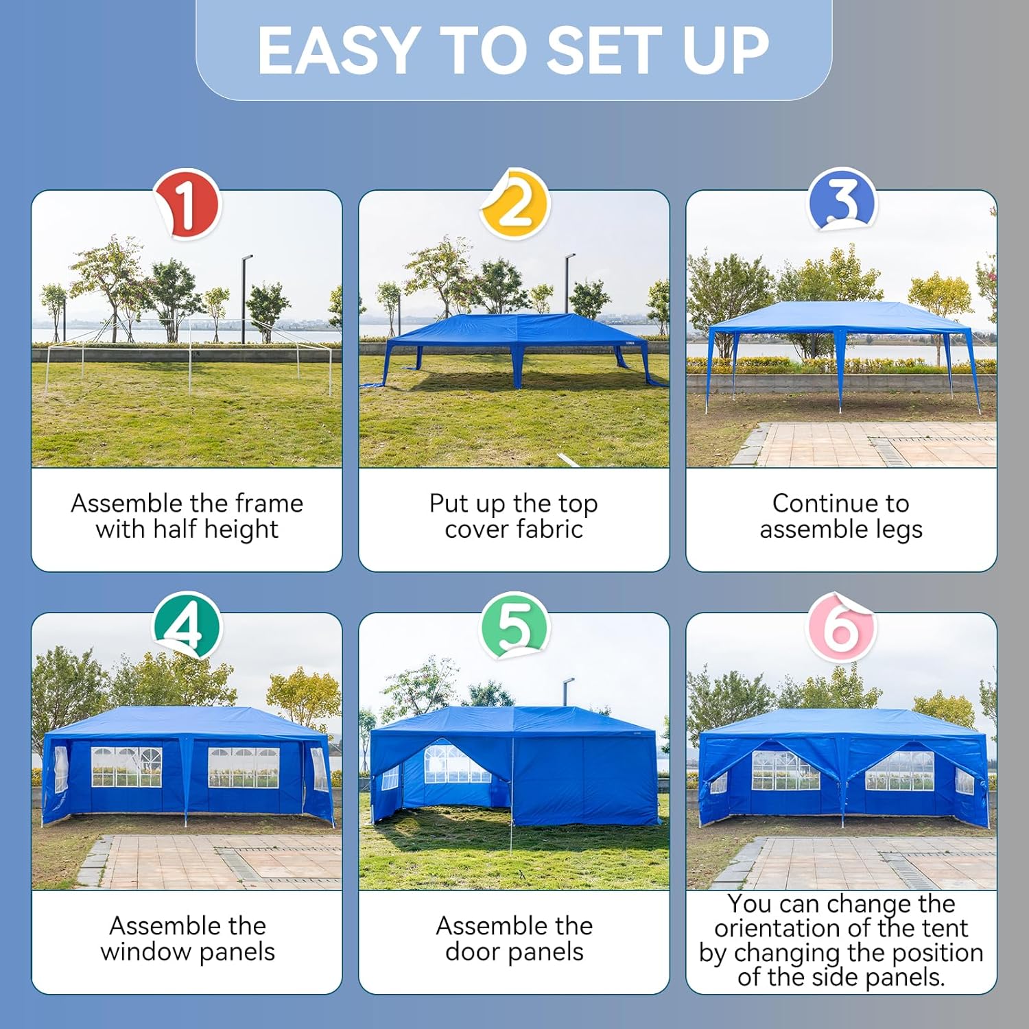 Outvita Outdoor Party Tent, Patio Canopy Tent Gazebo with Removable Sidewalls Instant Event Tent for Cater Events Wedding Birthday Pavilion Beach BBQ(10'x20')