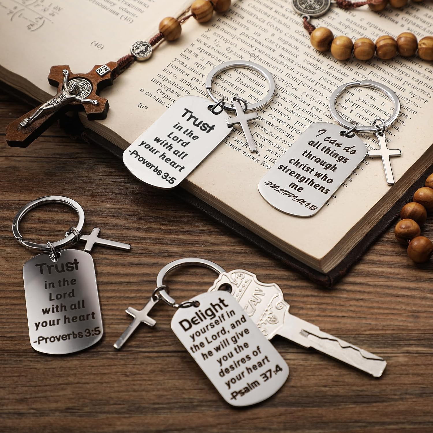 12 Pcs Christian Keychain Gifts Bible Verse Keychain Religious Cross Baptism Gift for Women Men Faith Inspirational Keychain - Image 4
