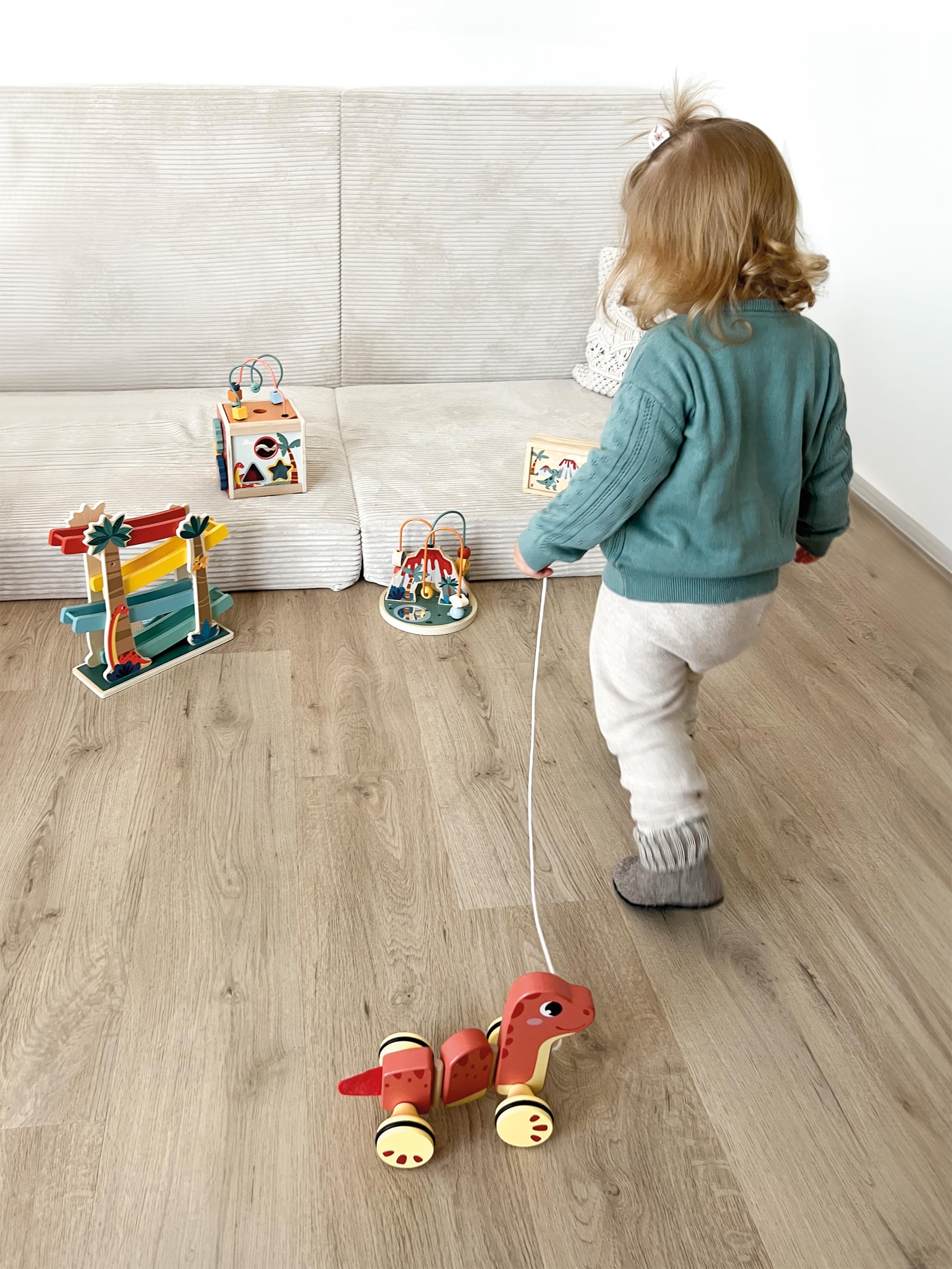 small foot Zwierzę Dino, 100% certyfikowana drewniana zabawka z certyfikatem FSC, dla dzieci od 12 miesięcy, 12613, kolorowy kolor
