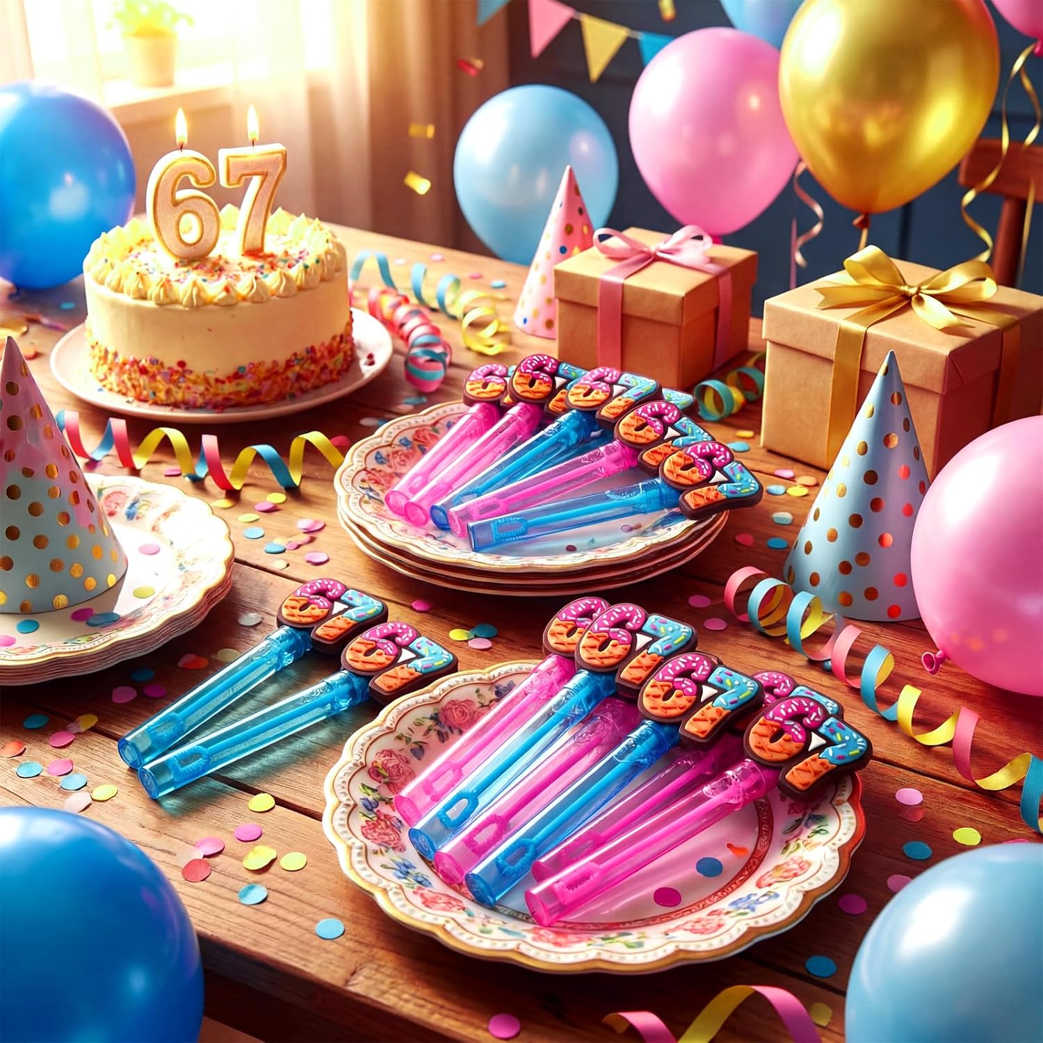 Shappy 30pcs 67 Theme Mini Bubble Wands 67 Theme Birthday Party for Guests Goodie Bag Stuffers Prizes for Small Halloween Goodie Bag Six Seven Themes Birthday Party Gifts