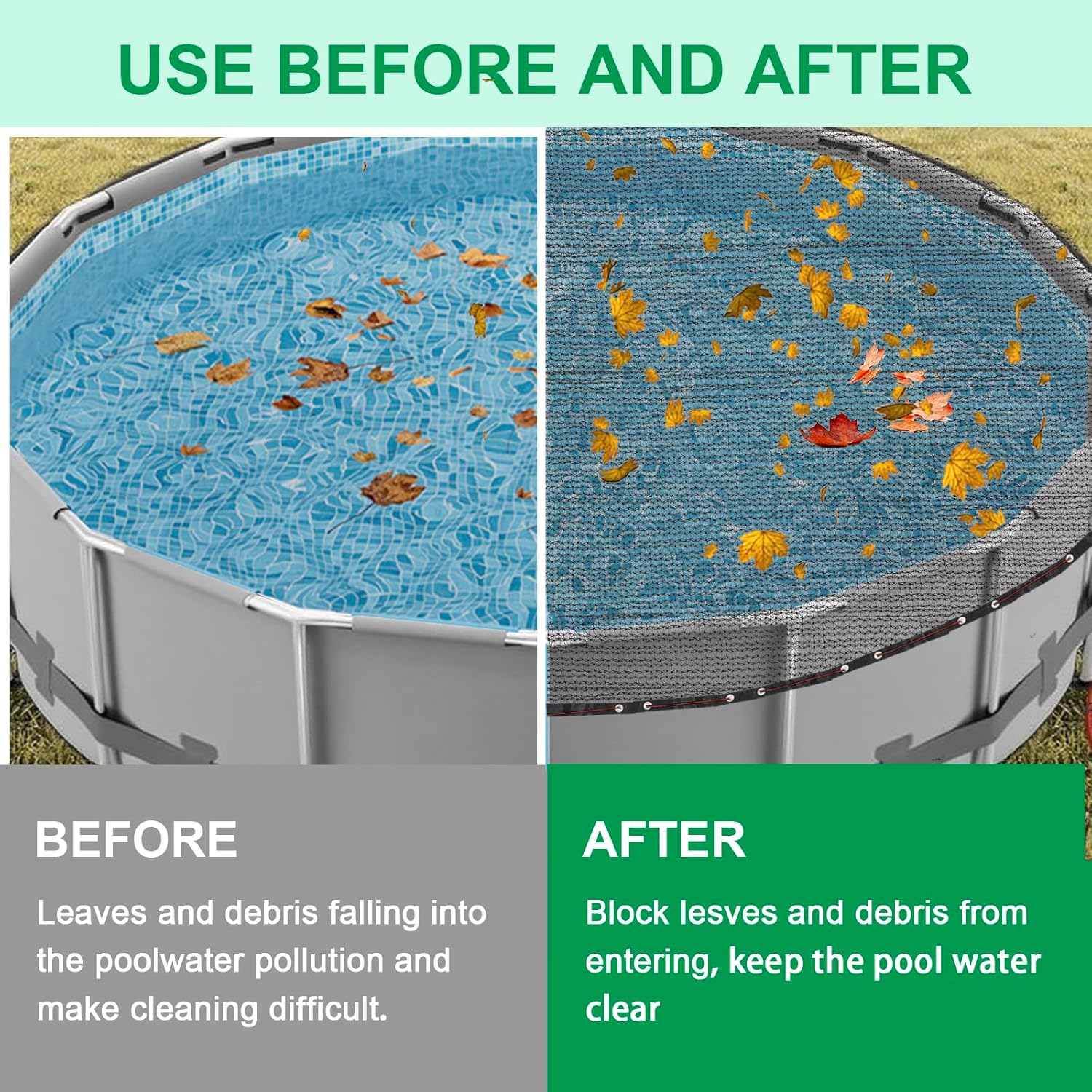 21-ft Round Leaf Net ANbove Ground Pool Cover, Heavy-Duty Swimming Mesh Pool Leaf Net Cover with Winch & Cable for Leaves and Debris, 0.07in Dense Mesh Pool Cover，Pool Leaf Netting Size: 24.6FT