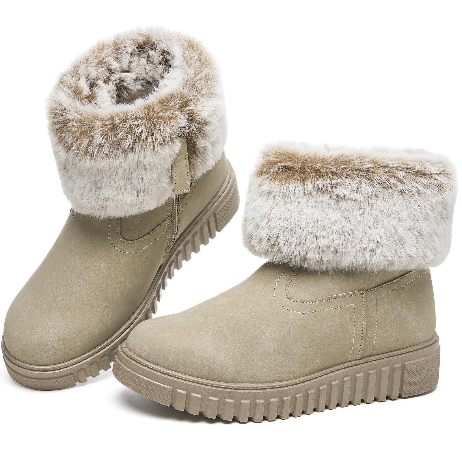 BENPAO Women's Fuzzy Winter Snow Boots Mini Short Ankle Booties