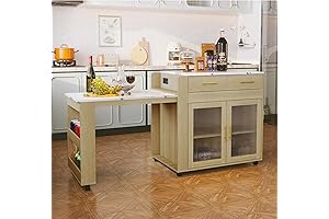 HLR Portable Rolling Kitchen Island with Ample Storage