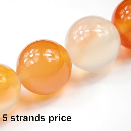 Miniatura 2 de Cuentas de piedras preciosas para hacer joyas, se venden por bolsa con 5 hebras en el interior., Cornalina naranja, 6MM