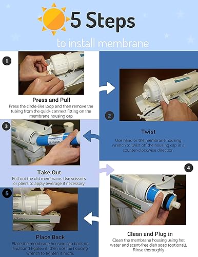 Miniatura 9 de ERO - Juego de 5 filtros de ósmosis inversa anual, filtro de agua de ósmosis inversa de 5 etapas, kit de sistema de filtración de agua RO debajo del