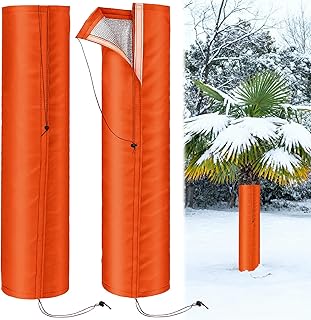 2Pcs Palm Tree Trunk Protectors(Dia 7.9") - 3 Layers Thermal Winter Tree Trunk Freeze Covers with Drawstring for Winter Tree Protection,Plant Trunk Covers Freeze Protection for Outdoor Cold Weather