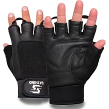 Leather Workout Gloves for Men & Women Anti-Slip Weightlifting, Gym, and Cycling Gloves with StretchBack Mesh, Full Palm Protection Extra Grip for Fitness & Cross-Training Gloves