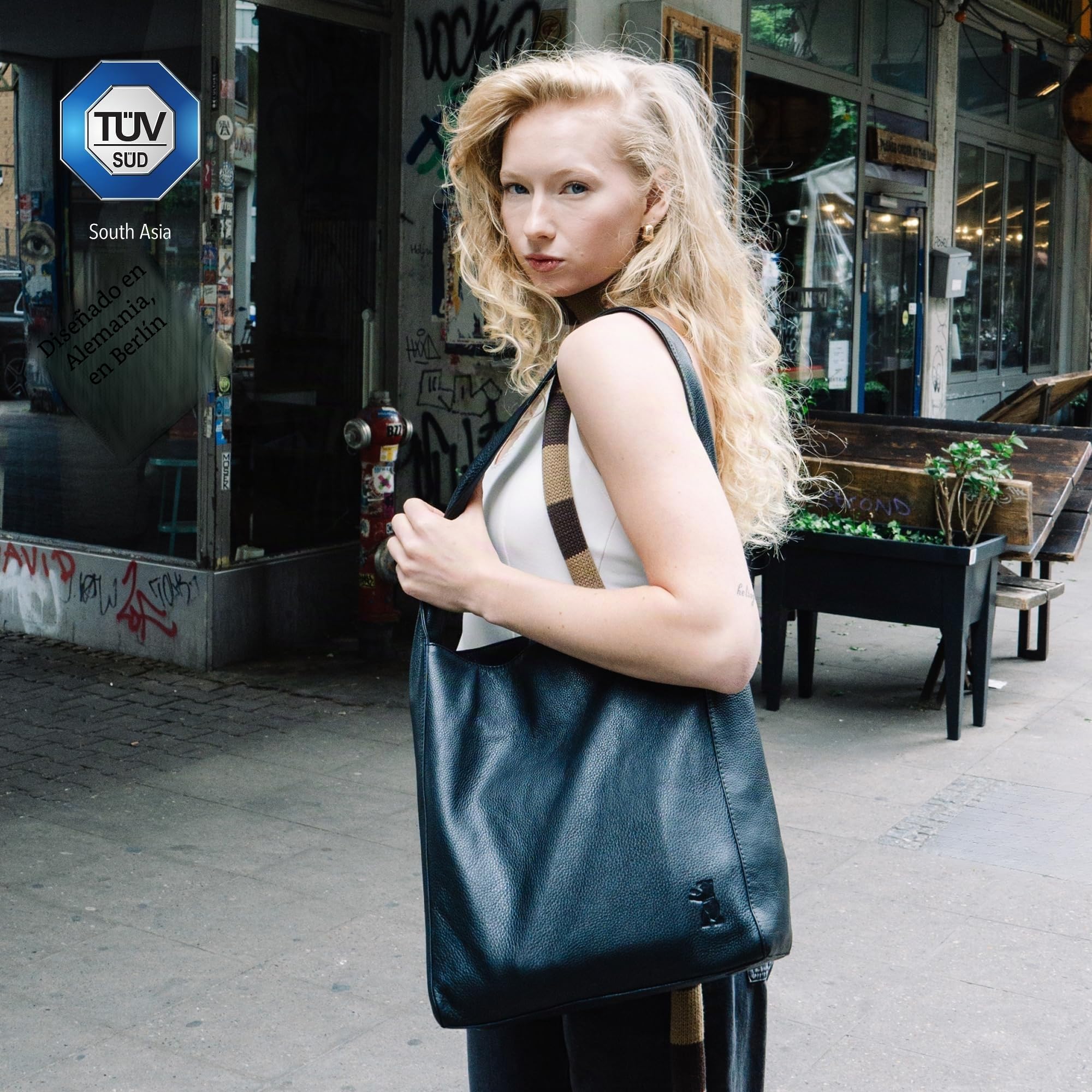Berliner Bags Atlanta Bolso Hobo Shopper Cuero Mujer Piel Auténtica Grande