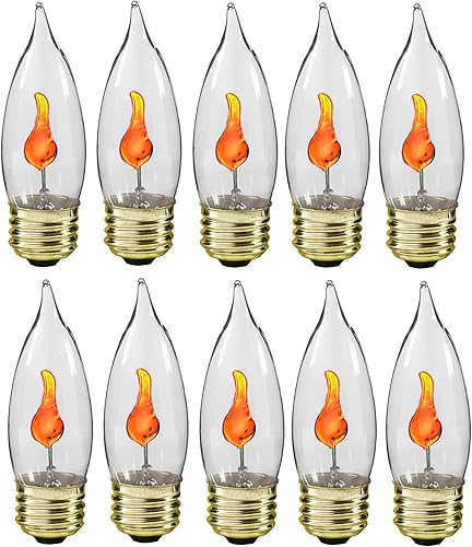Creative Hobbies® Bombilla de llama parpadeante de 3 W, en forma de llama, brillo naranja parpadeante para un ambiente único, base estándar E26,