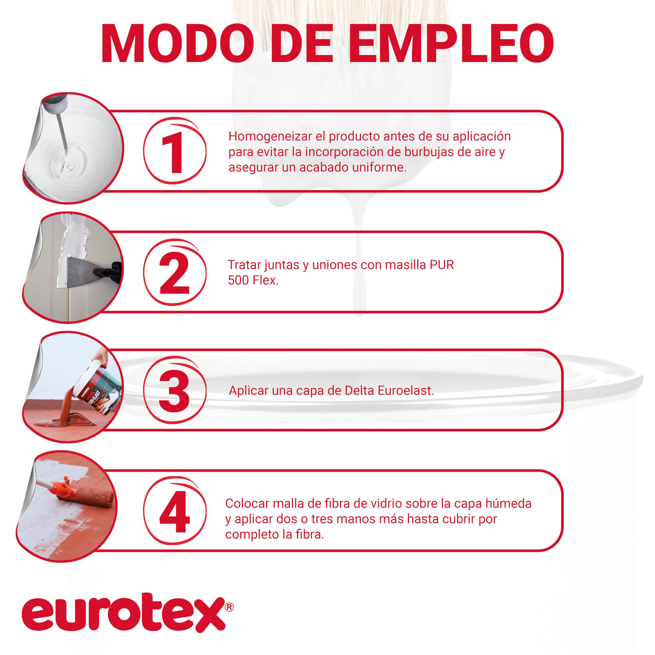 Pintura Impermeabilizante Tejado y Terrazas Transitables - Pintura Antihumedad Interior y Exterior - Delta Euroelast (Blanco, 4 Litros)