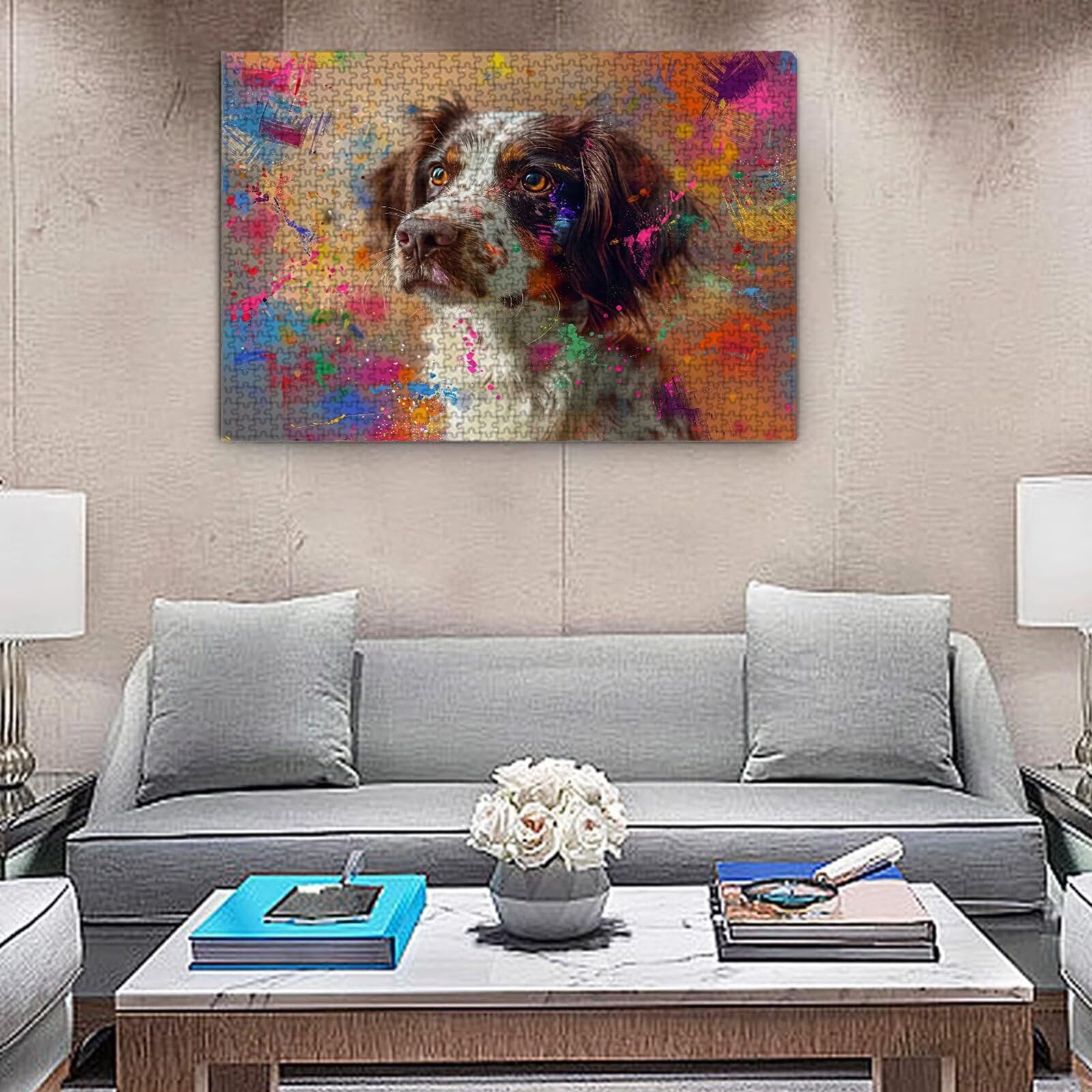 Puzzle dla dorosłych, 3000 sztuk, trudne drewniane puzzle, gra, gra logiczna, gra ręczna, dekoracja rodzinna, kreatywne hobby, prezent 81 x 122 cm kolorowy pies K0F-47